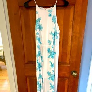 Love...ady Teal and White Stitched Maxi